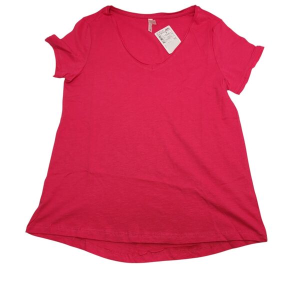 DeFacto Basic Women Casual Short Sleeve V-Neck T-Shirt Pink Size Small - Picture 1 of 9